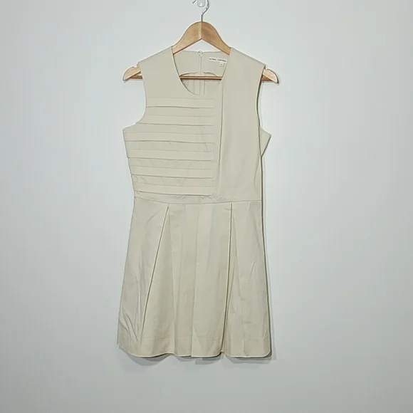 & Others Stories Ivory Cotton Pleated Bottom Pockets Business Zipper Back Sz 40 - Picture 1 of 13